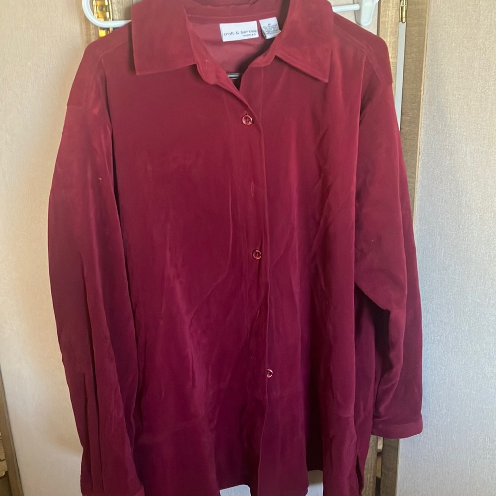 FINAL MARKDOWN Croft and barrow Burgundy Long Sleeve ultra suede Shirt 1X